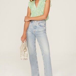 Floral Green Top sz M/L